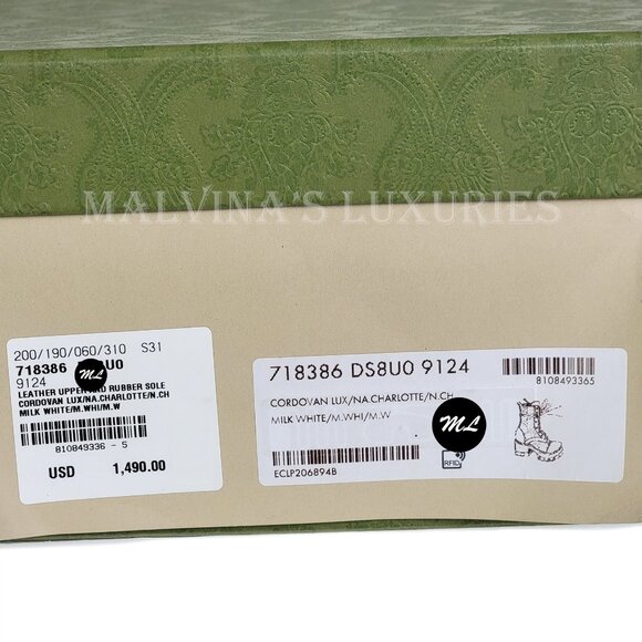 GUCCI BOOTS ANKLE WHITE GG LOGO LEATHER QUILTED LACE-UP  sz 41 11 US - Picture 15 of 15